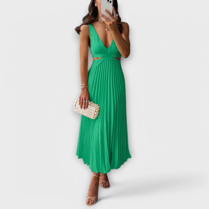 Nadia - Summer Dress with Back Cut-Out and Pleated Detail