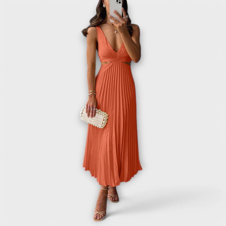 Nadia - Summer Dress with Back Cut-Out and Pleated Detail