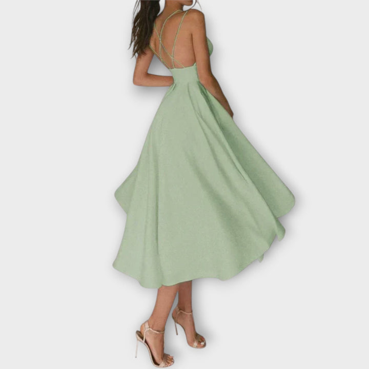 Ailana - Women's Dress with Deep V-Neck