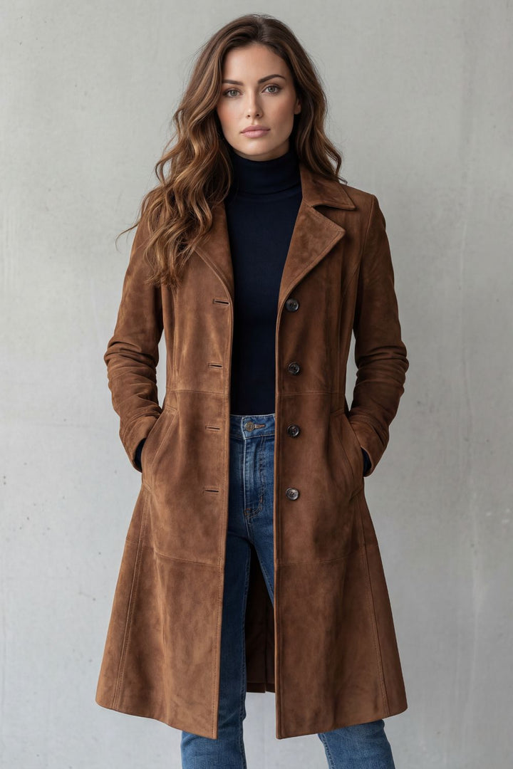 Delvienne – Vintage suede finish – Longline coat