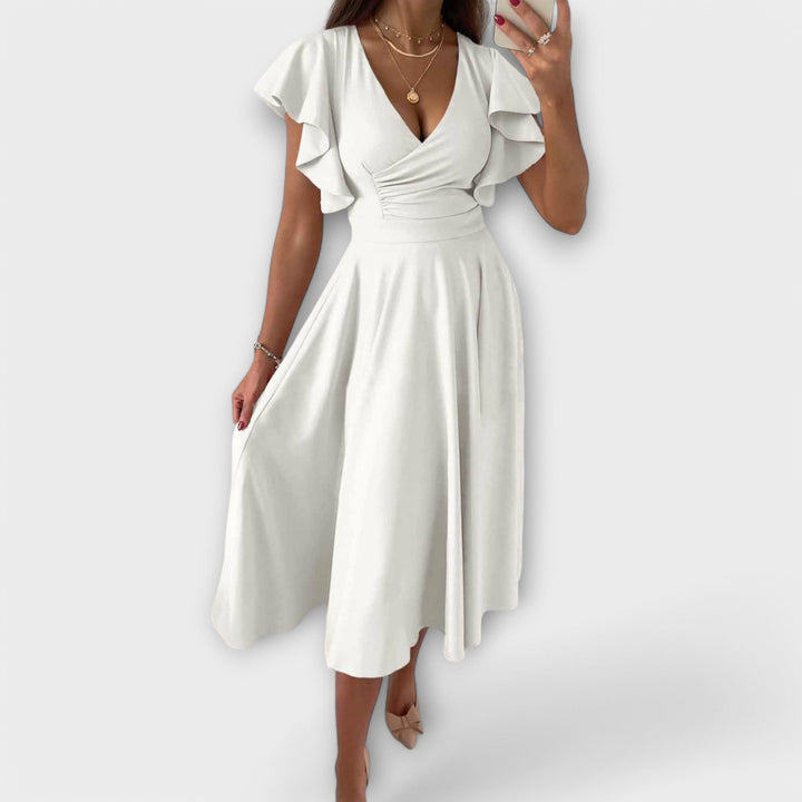 Elegant V-Neck Dress with Flowing Silhouette