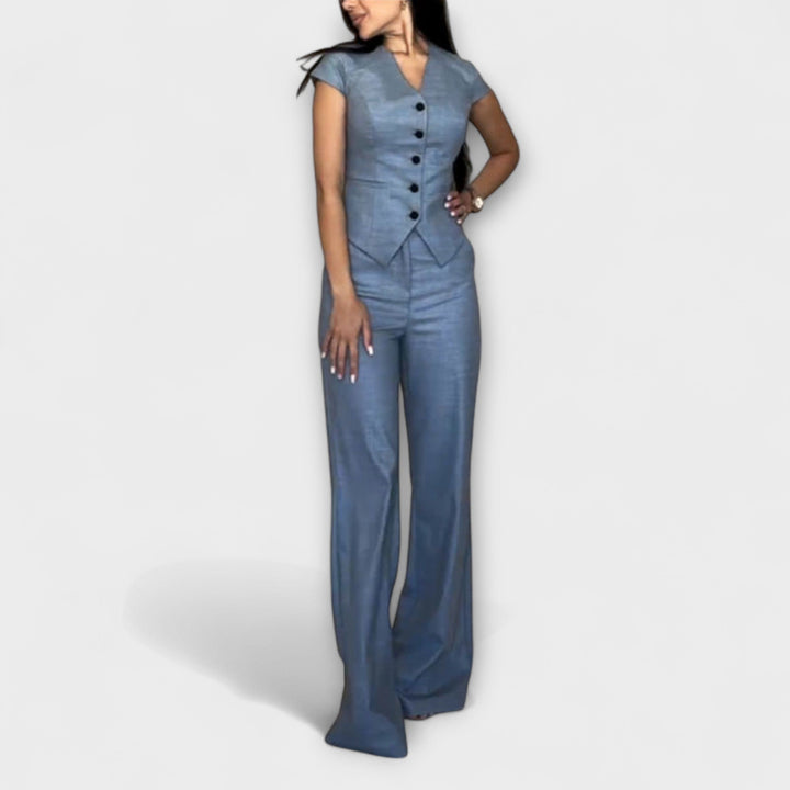 Ivy - Stylish V-Neck Top and Trouser Set