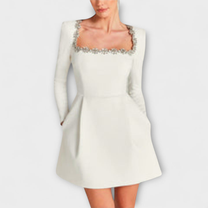 Wren - Velvet Mini Dress with Jewel Embellishments