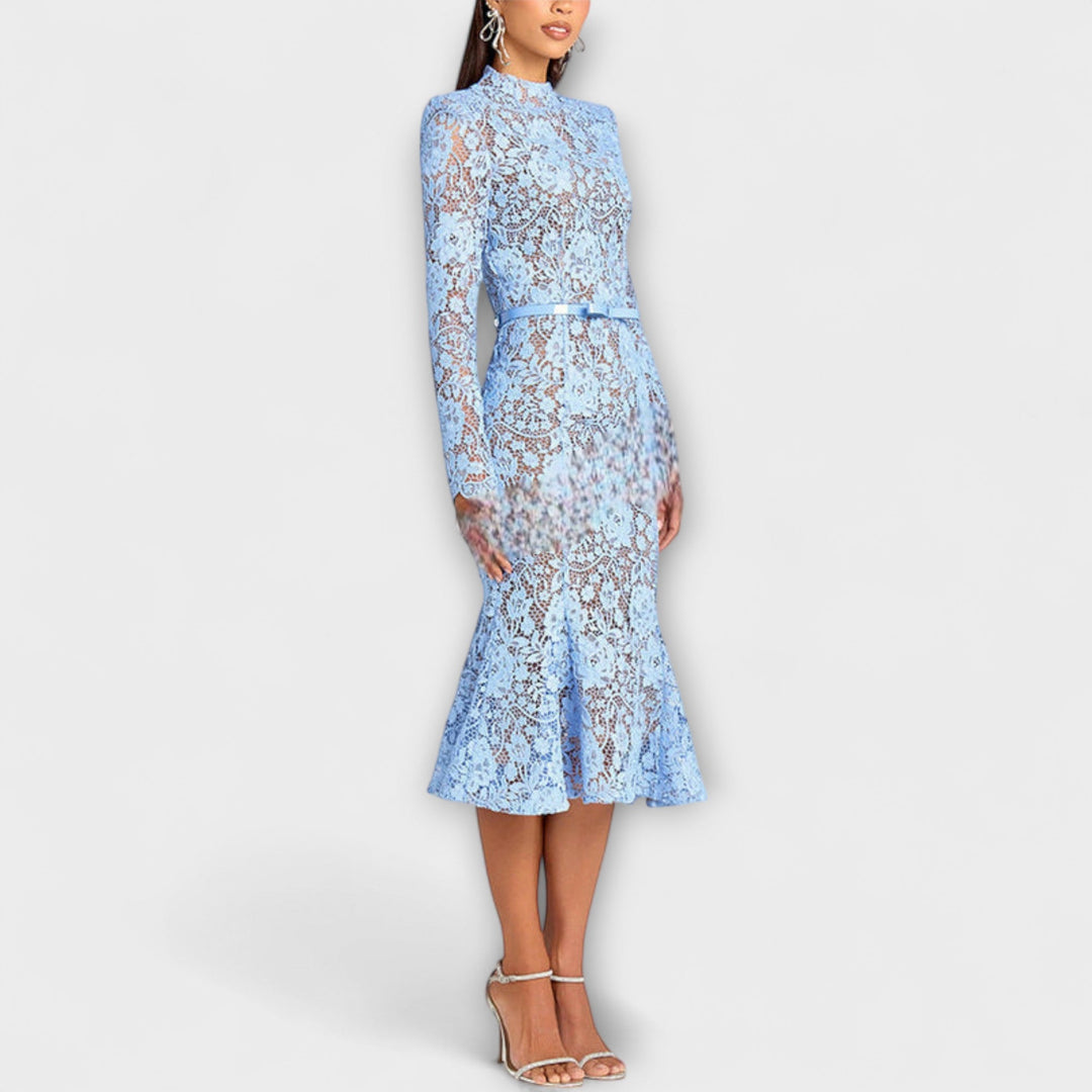 Freya – Elegant Midi Dress in Floral Lace