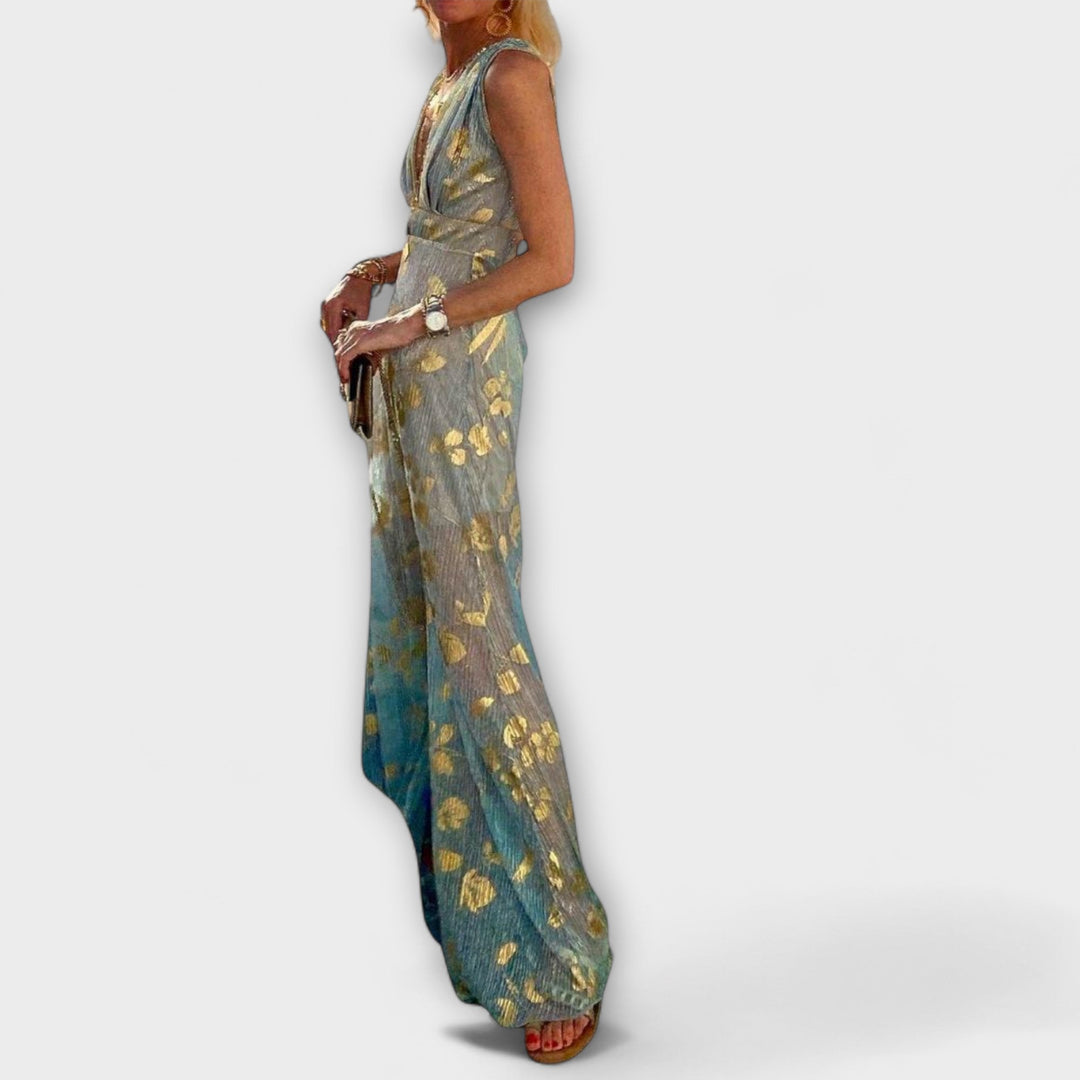 Elegant dress with V-neckline and sequin detail