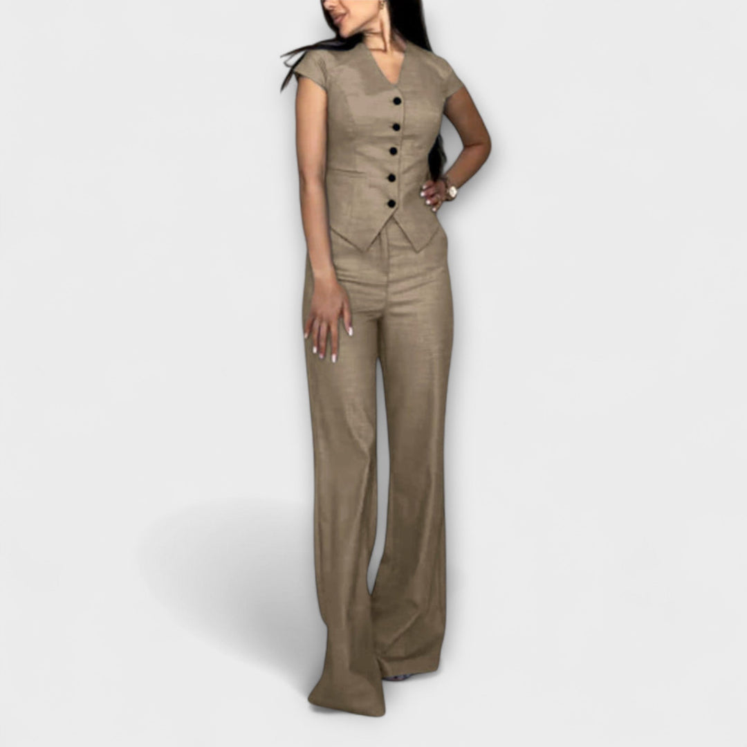 Ivy - Stylish V-Neck Top and Trouser Set