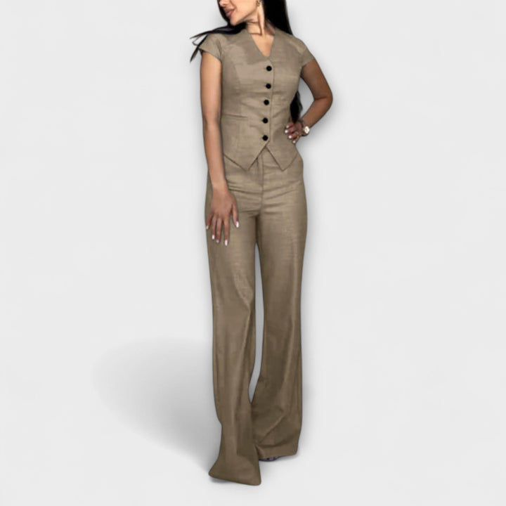 Ivy - Stylish V-Neck Top and Trouser Set