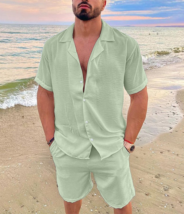 Men’s Summer Linen Short Sleeve Set