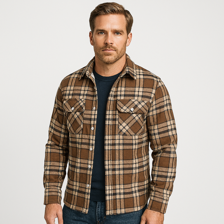 Men's Checkered Flannel Shirt with Fleece Lining