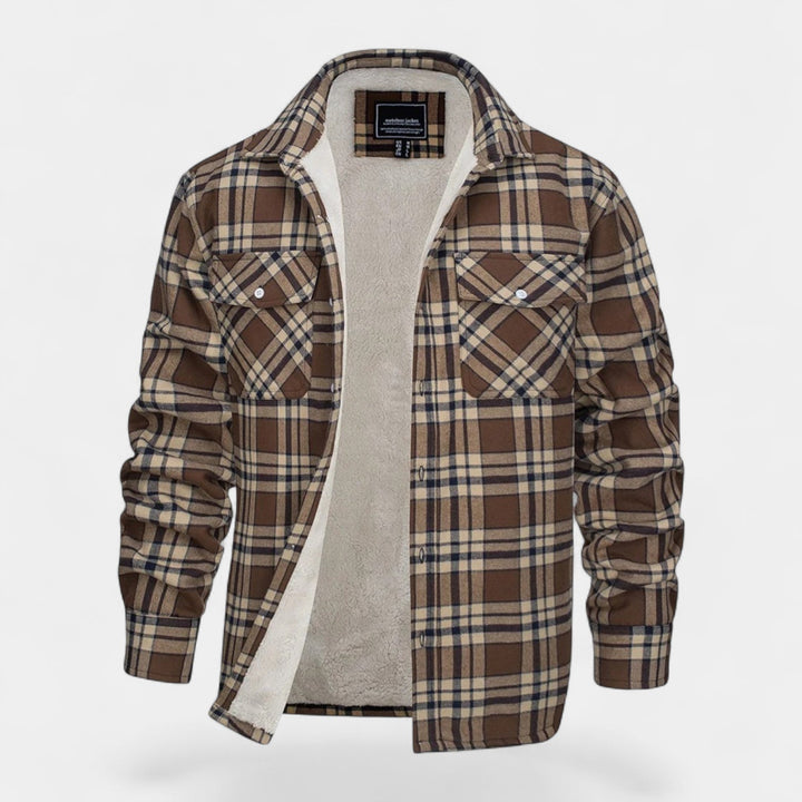 Men's Checkered Flannel Shirt with Fleece Lining