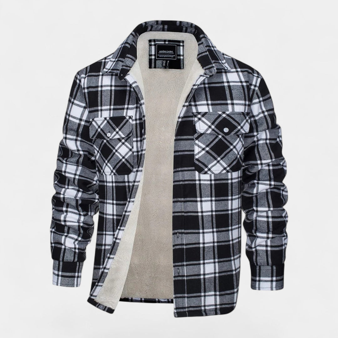 Men's Checkered Flannel Shirt with Fleece Lining