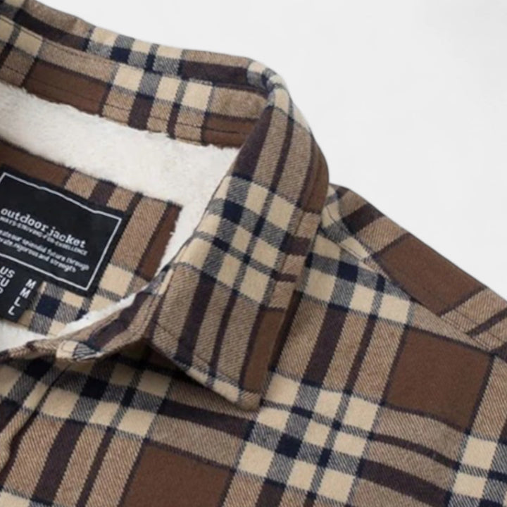 Men's Checkered Flannel Shirt with Fleece Lining