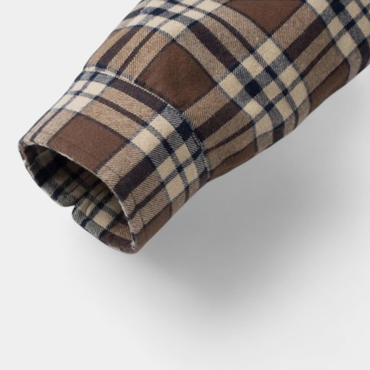Men's Checkered Flannel Shirt with Fleece Lining