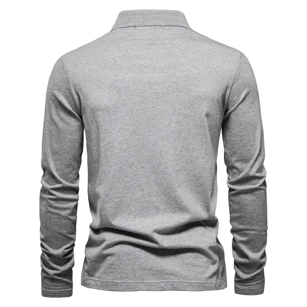 Men's Casual Long Sleeve Polo Shirt