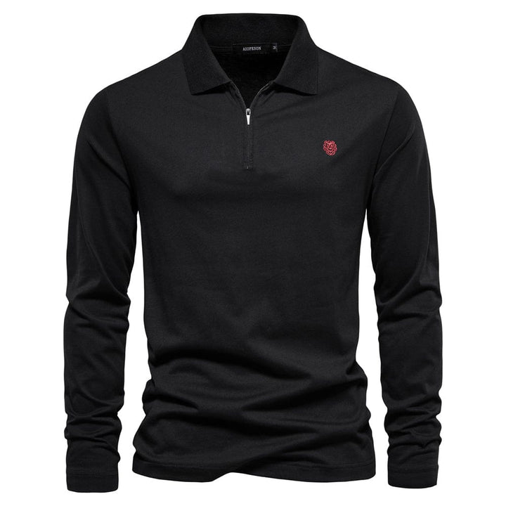 Men's Casual Long Sleeve Polo Shirt