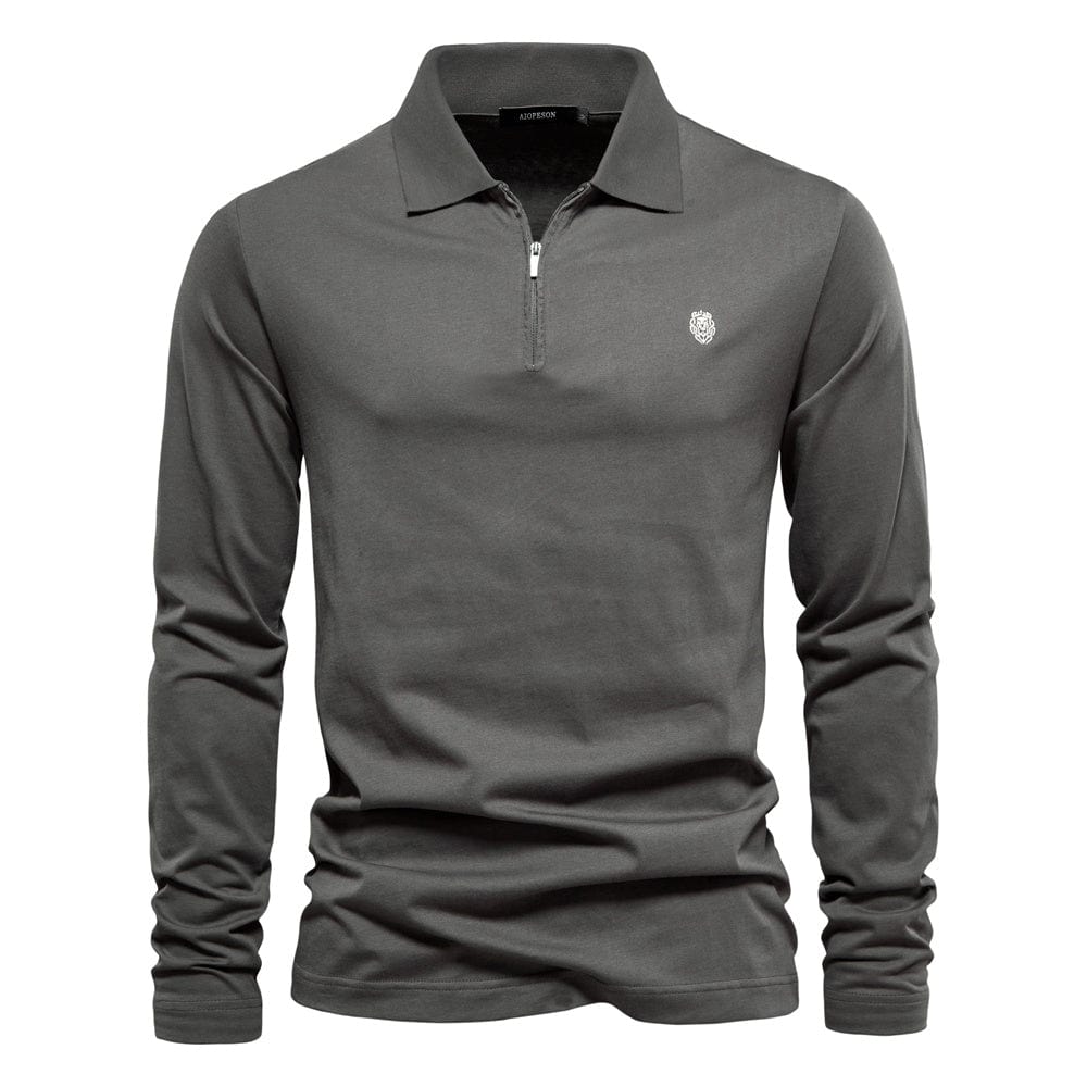 Men's Casual Long Sleeve Polo Shirt