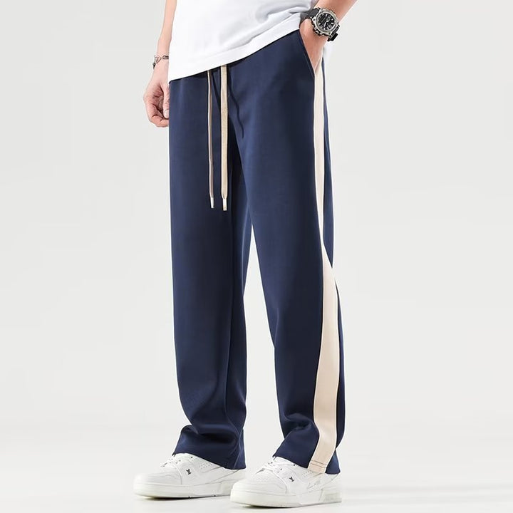 Men's Color Block Wide Trousers - Relaxed Fit Casual Pants