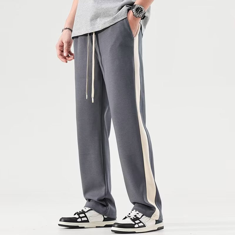 Men's Color Block Wide Trousers - Relaxed Fit Casual Pants