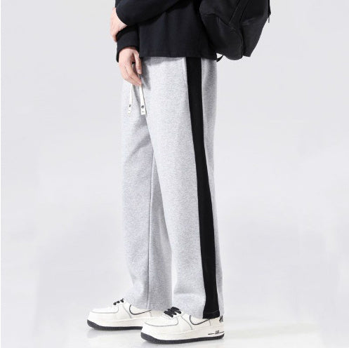 Men's Color Block Wide Trousers - Relaxed Fit Casual Pants
