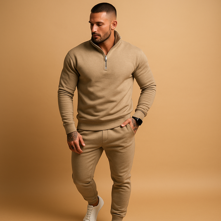 Men's Half-Zip Sweatshirt and Jogging Pants Set