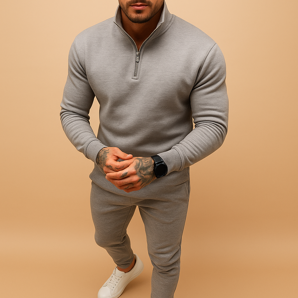 Men's Half-Zip Sweatshirt and Jogging Pants Set