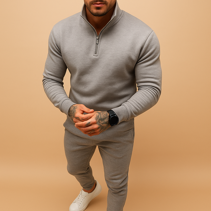 Men's Half-Zip Sweatshirt and Jogging Pants Set