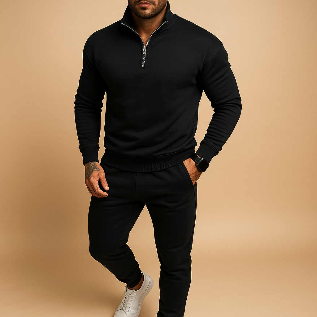 Men's Half-Zip Sweatshirt and Jogging Pants Set
