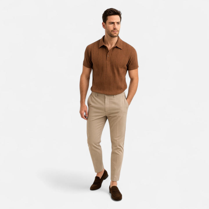 Knit Polo Shirt – Textured Front & Soft Stretch Shape
