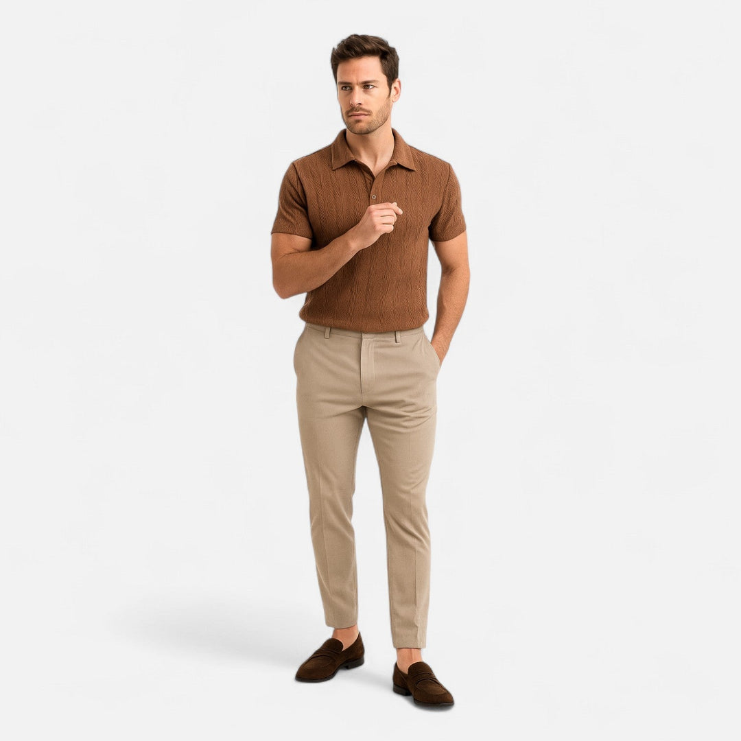 Knit Polo Shirt – Textured Front & Soft Stretch Shape