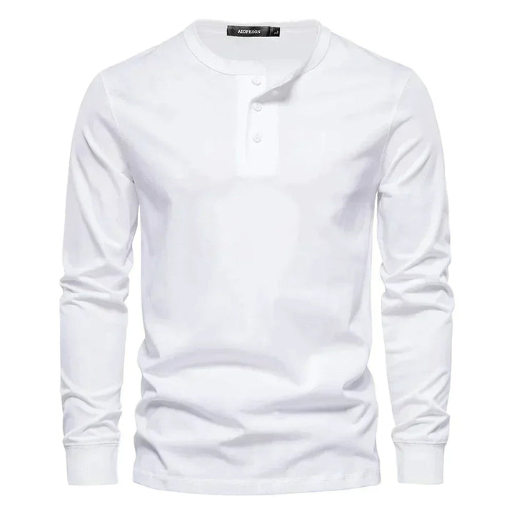 Cotton Blend Henley – Button Neck & Long Sleeves