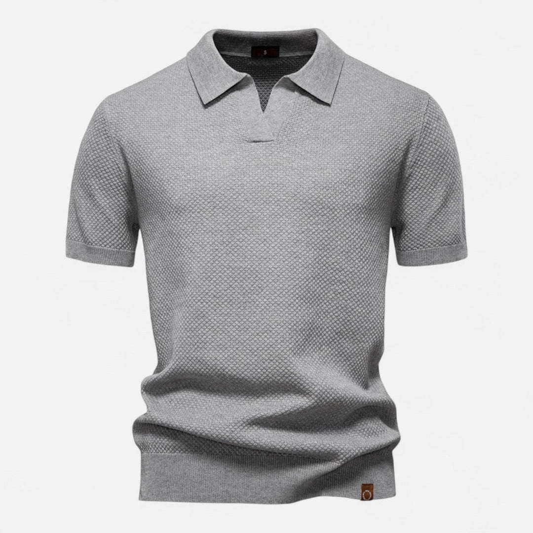 Knit Polo Shirt – Button Neck & Long Sleeves