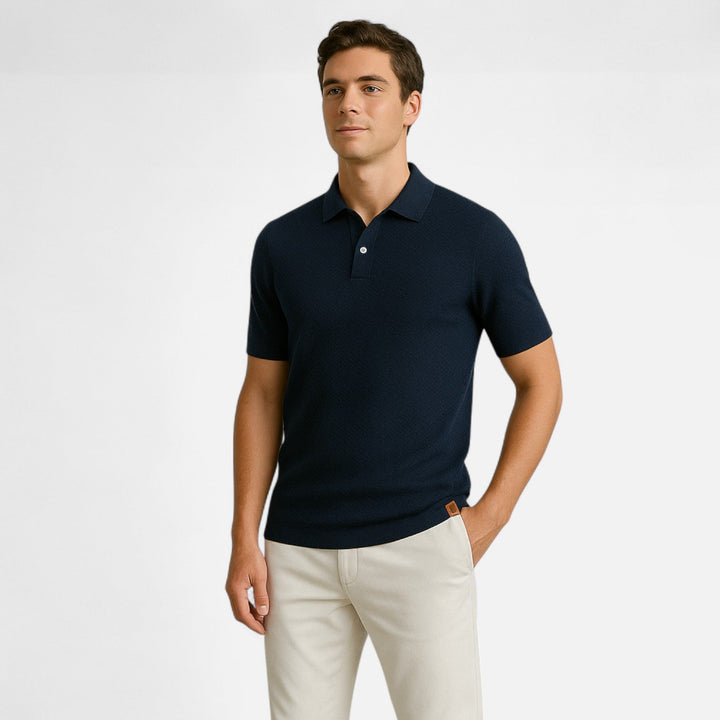 Knit Polo Shirt – Button Neck & Long Sleeves