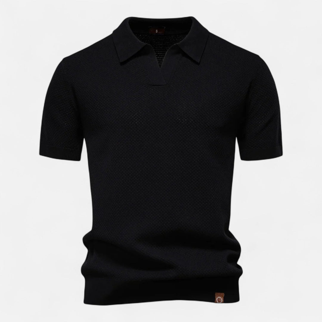 Knit Polo Shirt – Button Neck & Long Sleeves