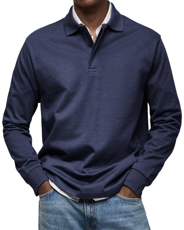 Men's Long Sleeve Polo Shirt - Casual and Comfortable