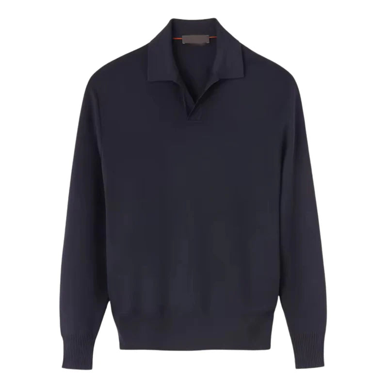 Men's Long Sleeve Polo Shirt - Comfortable Knit Relaxed Fit