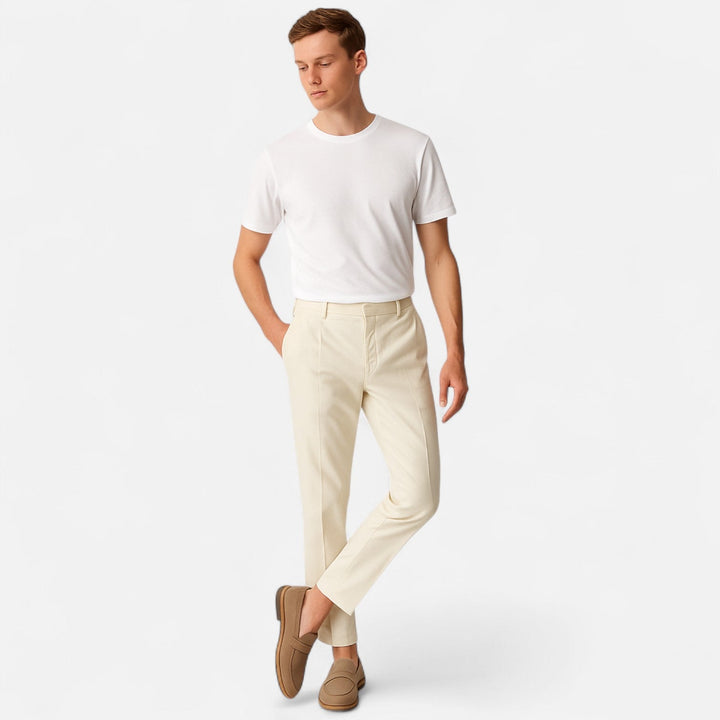 Cotton Blend Trousers – Straight Leg & Regular Fit Shape
