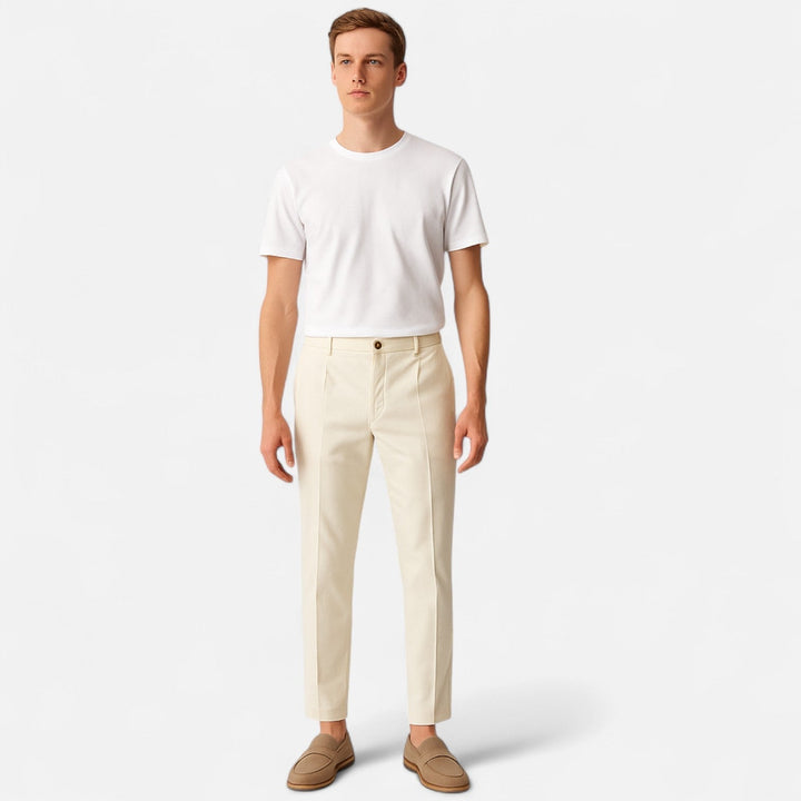 Cotton Blend Trousers – Straight Leg & Regular Fit Shape