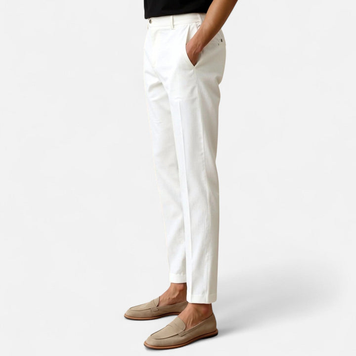 Cotton Blend Trousers – Straight Leg & Regular Fit Shape