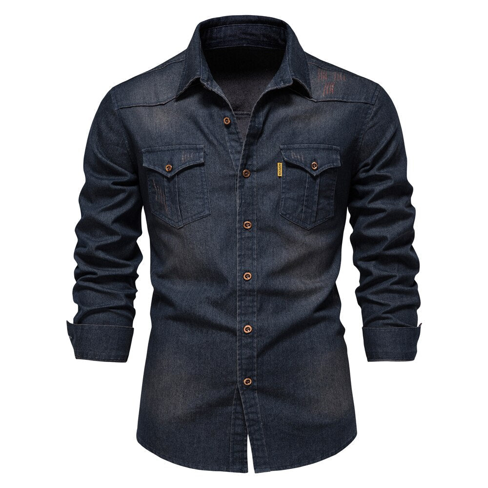 Men's Stretch Denim Casual Shirt