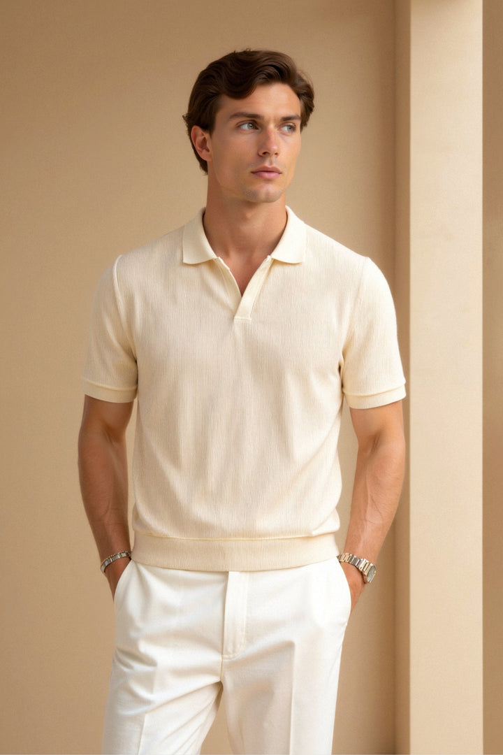 Men's V-Neck Short Sleeve Polo Shirt