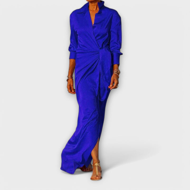 Elegant Dress with Belt and Long Sleeves