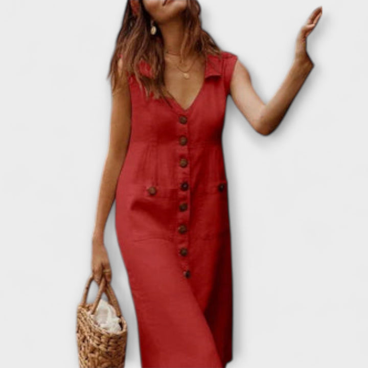 Nora – A-Line Dresses in Cotton and Linen with a Collar