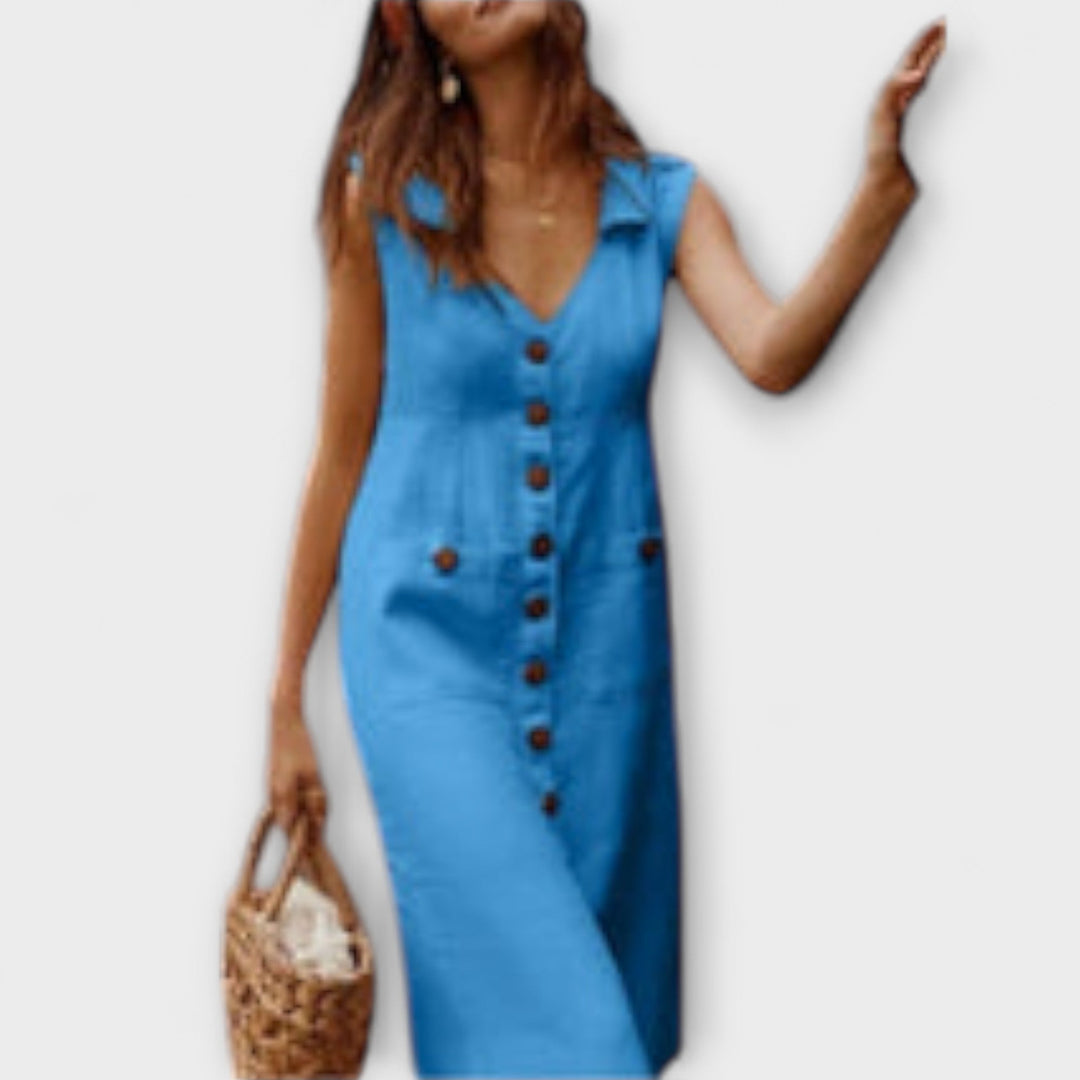 Nora – A-Line Dresses in Cotton and Linen with a Collar