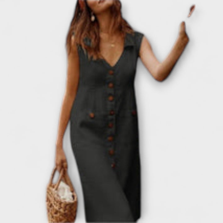 Nora – A-Line Dresses in Cotton and Linen with a Collar