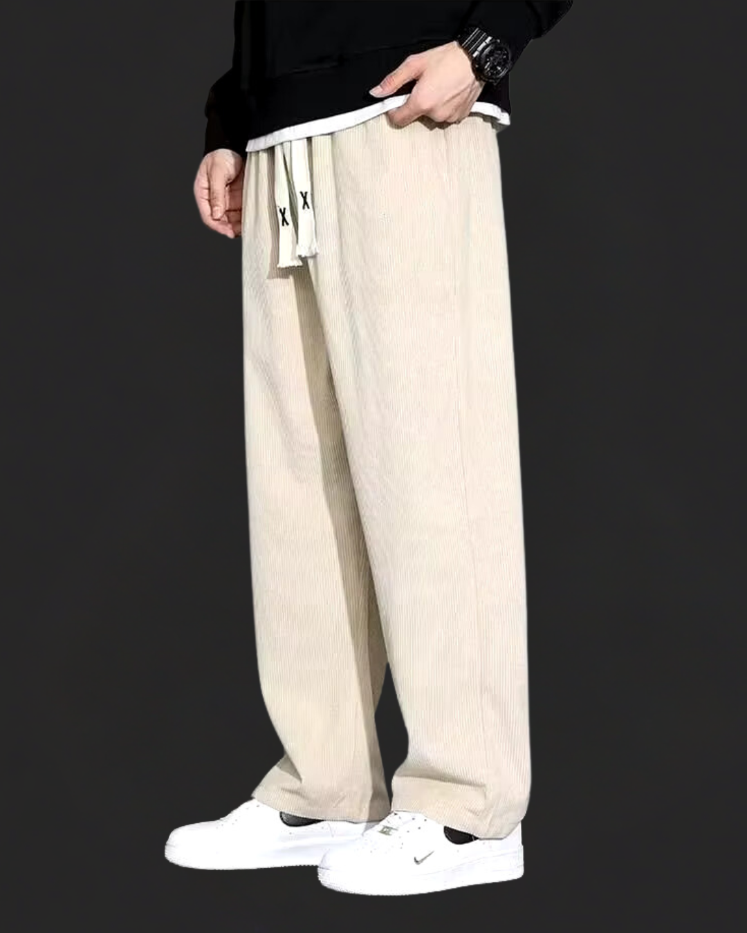 Corduroy Trousers – Drawstring Waist & Relaxed Shape