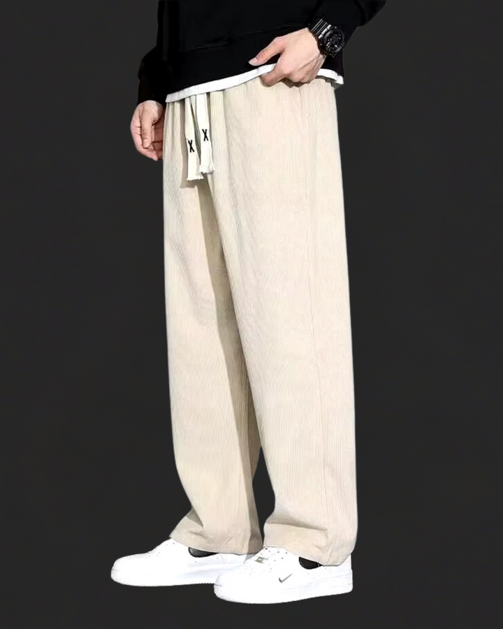Corduroy Trousers – Drawstring Waist & Relaxed Shape