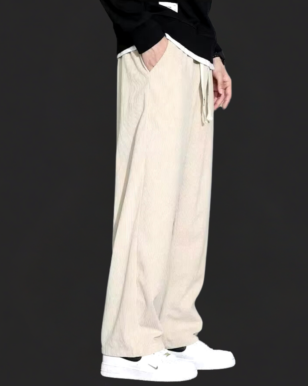 Corduroy Trousers – Drawstring Waist & Relaxed Shape