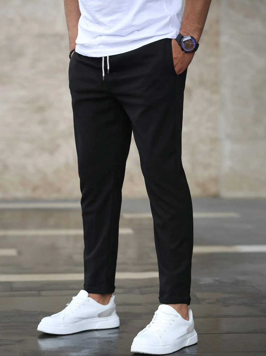 Men's Stretch Trousers - Premium Comfort Black Pants