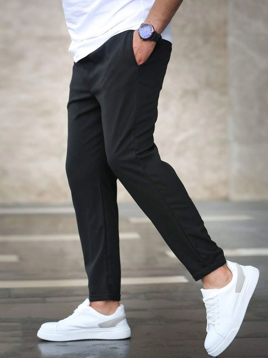 Men's Stretch Trousers - Premium Comfort Black Pants