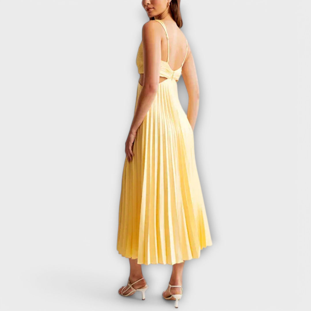 Nadia - Summer Dress with Back Cut-Out and Pleated Detail